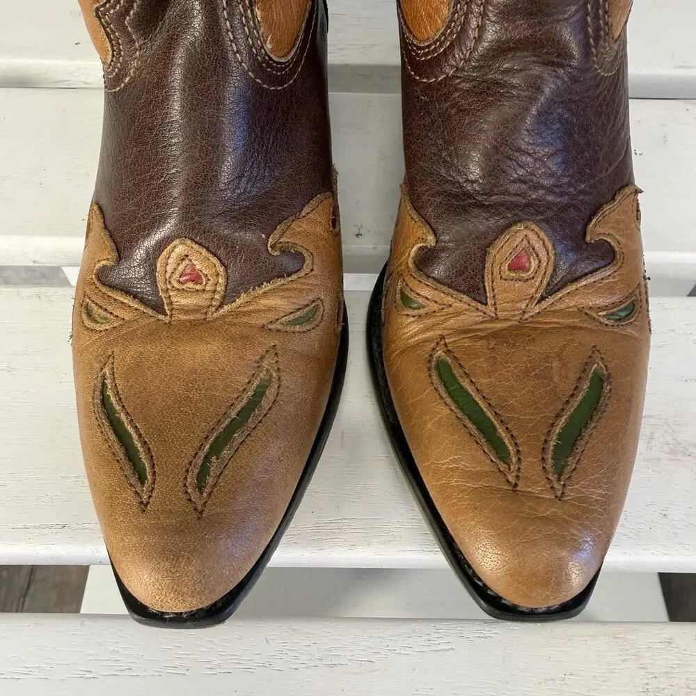 Dan Post Western Cowboy Boots Girls 2 Bluebird Embroidered Pointed Toe